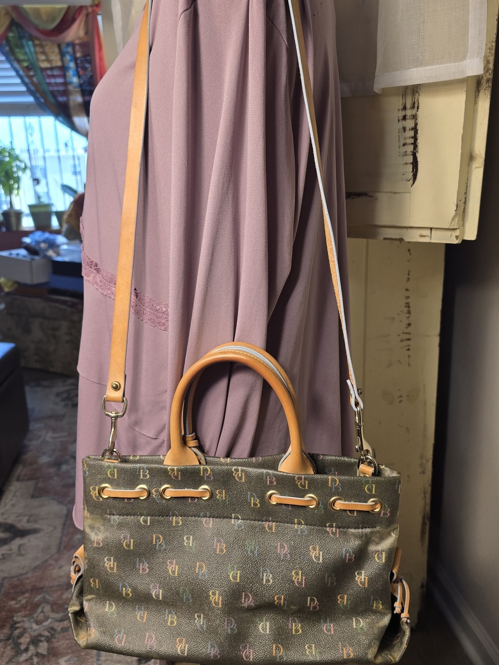 💖 Y2K Dooney & Bourke Multicolor Rainbow DB Logo Tassel Heart Mini Tote Purse - Picture 10 of 16